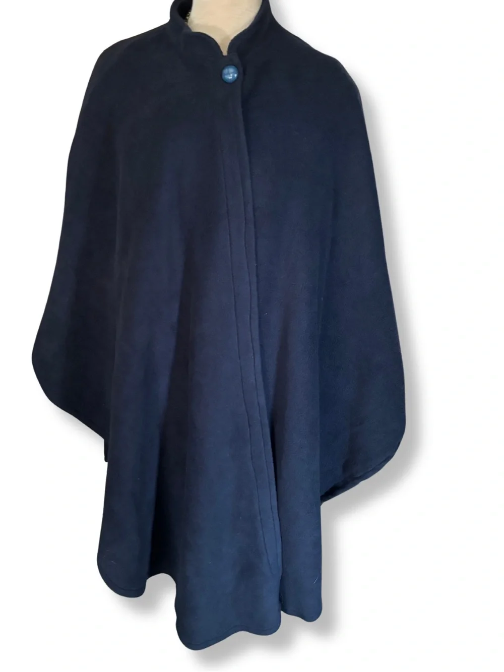Vintage Anthony Richards Navy Fleece Cape Poncho Made in USA One Size On Trend